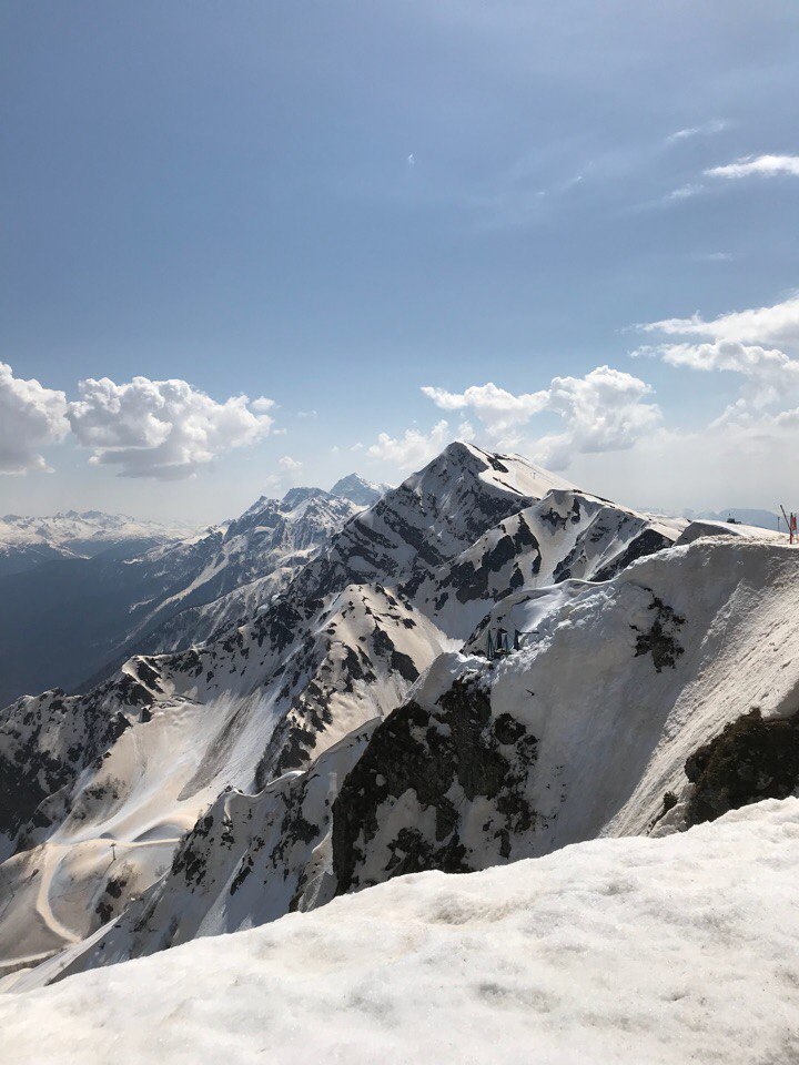 Отзыв гостей. Роза Хутор. Роза пик 2320 метров. Вершина и снег.
